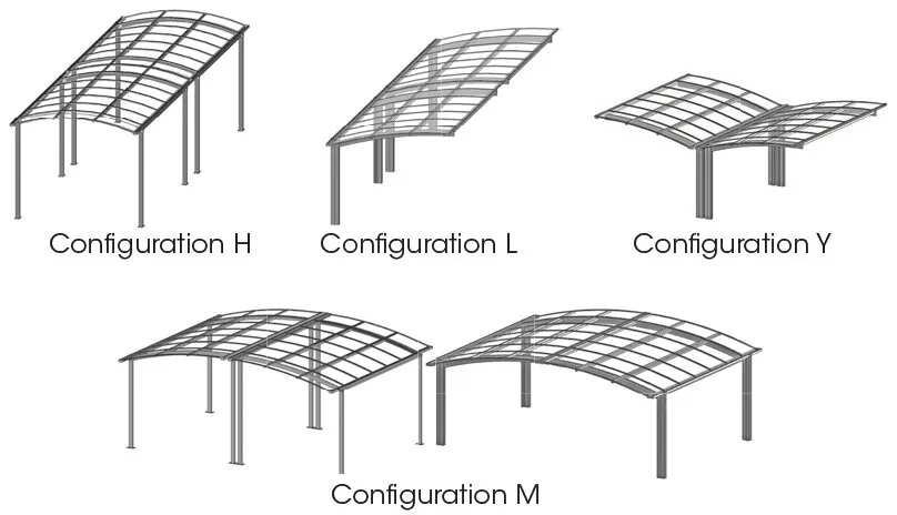 Configurations de carports Novoferm en 2, 4 et 6 pieds